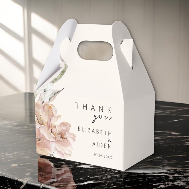 Blommigt Bröllop Box Geschenkschachtel Presentaskar (Personalized Floral Wedding Favor Boxes with your Name & Date.)