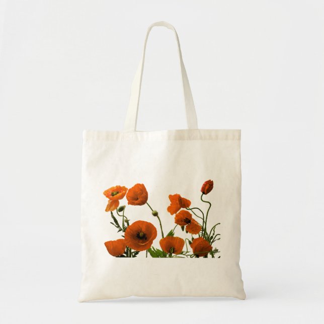 Blommigt Bröllop Bridesmaid Gift Favor Orange Popp Tygkasse (Framsidan)