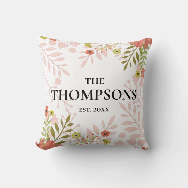 Blommigt Bröllop eller jubileumsgåva Kudde (Framsida)