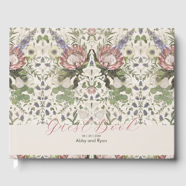 Blommigt Bröllop Guest Bok (Framsida)
