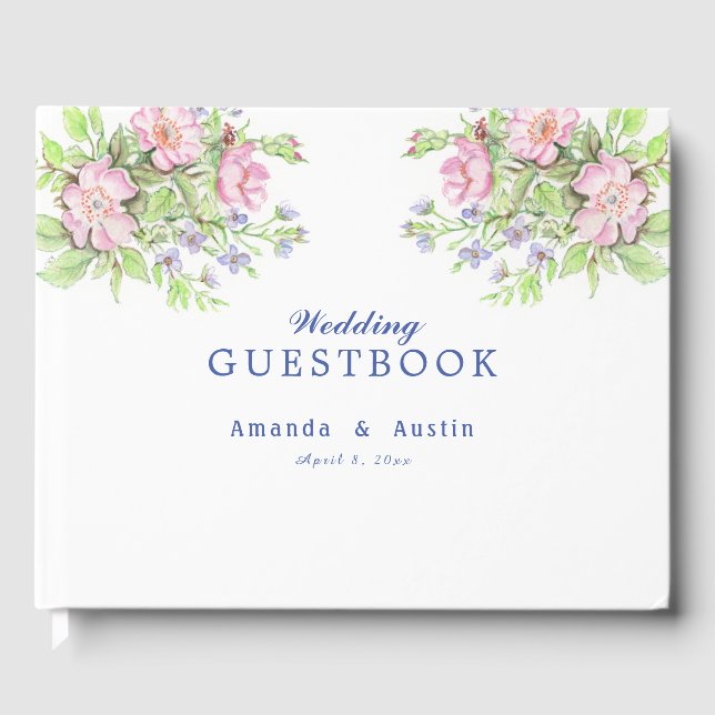Blommigt Bröllop Guestbook Gästböcker (Framsida)