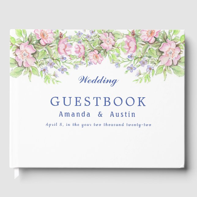Blommigt Bröllop Guestbook Gästböcker (Framsida)