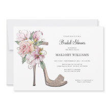 Blommigt Bröllop Heels Inbjudningskort för möhippa