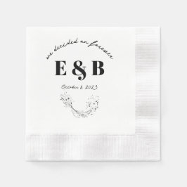Blommigt Bröllop Initialer och datum Pappersservett
