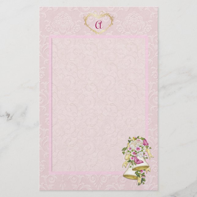 Blommigt Bröllop Klockor Brevpapper (Framsida)