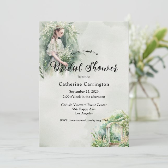 Blommigt Bröllop Lillies från Möhippan Valley Inbjudningar (Stående Fram)