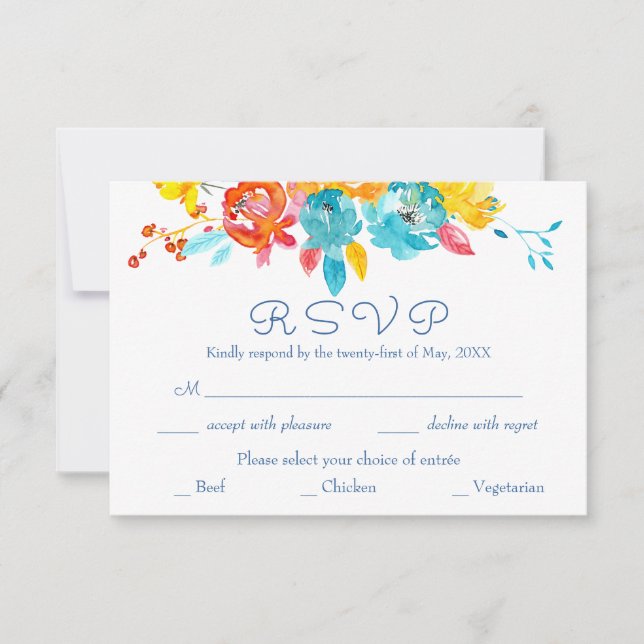 Blommigt Bröllop med ljusfärgad vattenfärg OSA Kort (Framsida)