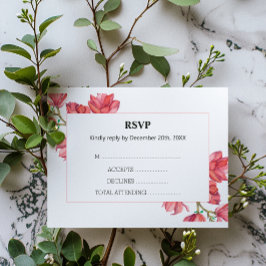 Blommigt Bröllop OSA Rosa Magnolia White Card Kort
