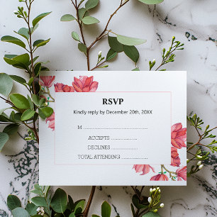 Blommigt Bröllop OSA Rosa Magnolia White Card Kort