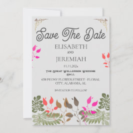 Blommigt Bröllop Photo Spara datum meddelande Inbjudningar