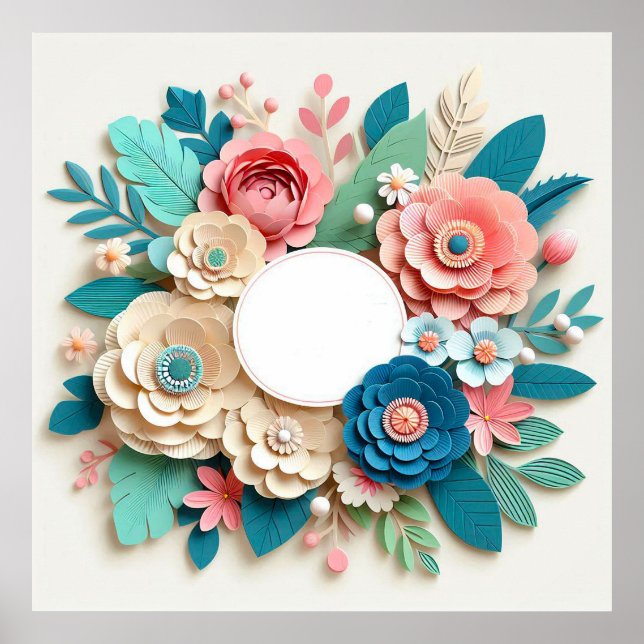 Blommigt bröllop ram poster (Framsidan)