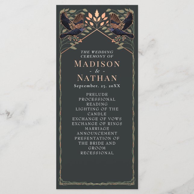 Blommigt Bröllop Sage-Grönten för den vackra Gothi Program (Framsida)