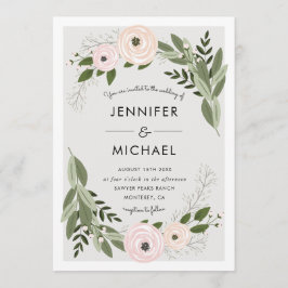 Blommigt Bröllop Sprigs - bröllopsinbjudan Inbjudningar
