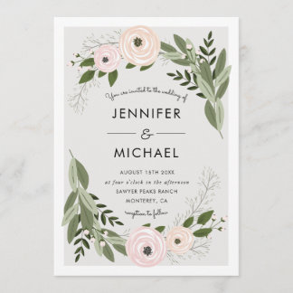 Blommigt Bröllop Sprigs - bröllopsinbjudan Inbjudningar