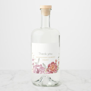 Blommigt bröllop spritflaskor etikett