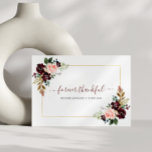 blommigt bröllop tack för ditt kort<br><div class="desc">En blommigt med en vattenfärgsburgare och  blommor i eleganten. Texten och andra funktioner på det här kortet kan vara personlig.</div>