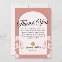  Blommigt Bröllop - tackkort med foto Tack Kort