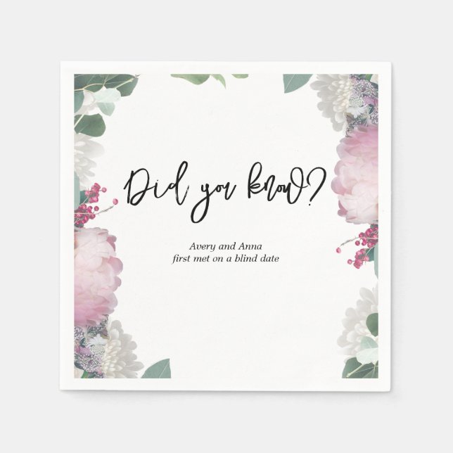 Blommigt Bröllop tema Pappersservett (Framsidan)