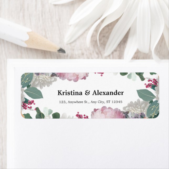 Blommigt Bröllop tema Returadress Etikett (Insitu)