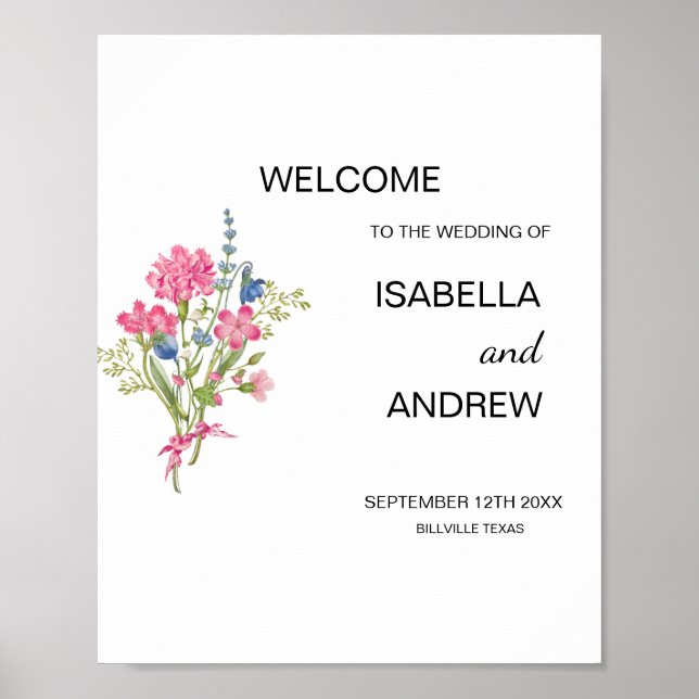 Blommigt Bröllop Välkommen Wildblomma Bröllop Poster (Framsidan)