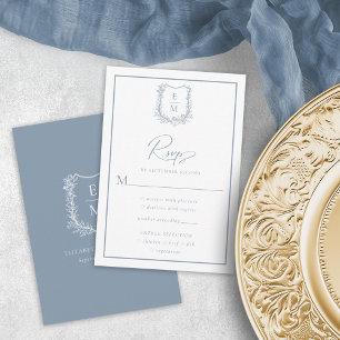 Blommigt Bröllop Vapensköld Dusty Blue Meal Option OSA Kort