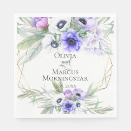 Blommigt Bröllop Violet Anemone Blommigt Bouquets Pappersservett