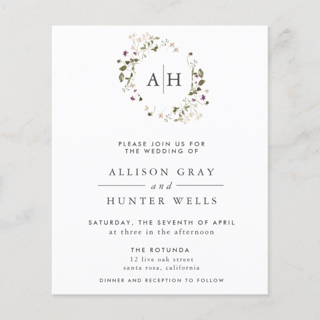 Blommigt Bröllopsinbjudan Flyer (Framsidan)