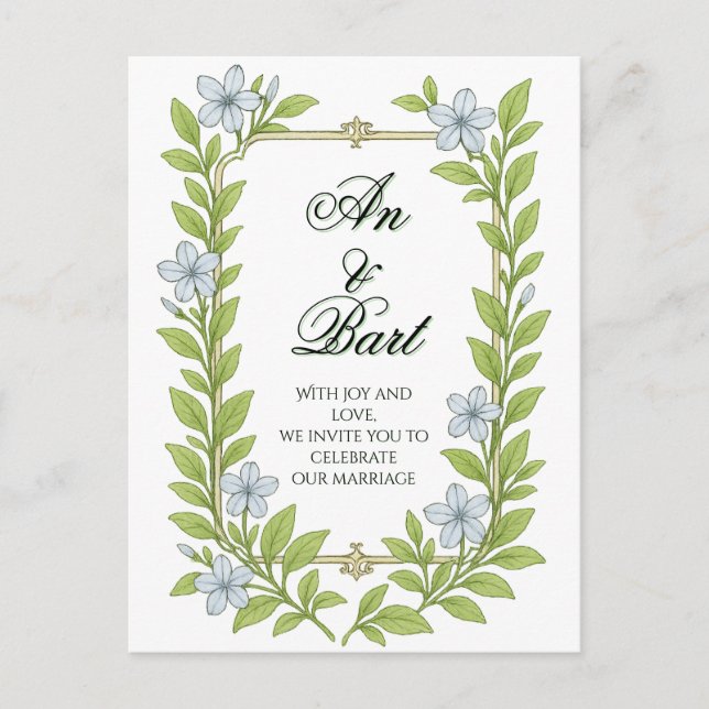 Blommigt bröllopsinbjudan för äldre inbjudan vykort (Framsida)