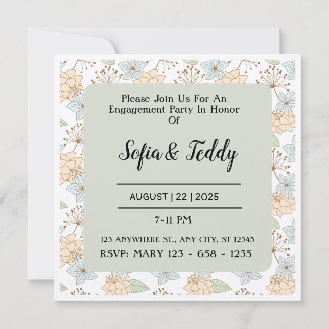 Blommigt Bröllopsinbjudan Mönster Inbjudningar (Framsida)