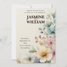 🎨 Blommigt Bröllopsinbjudan 💐  på vattenfärgen � Inbjudningar