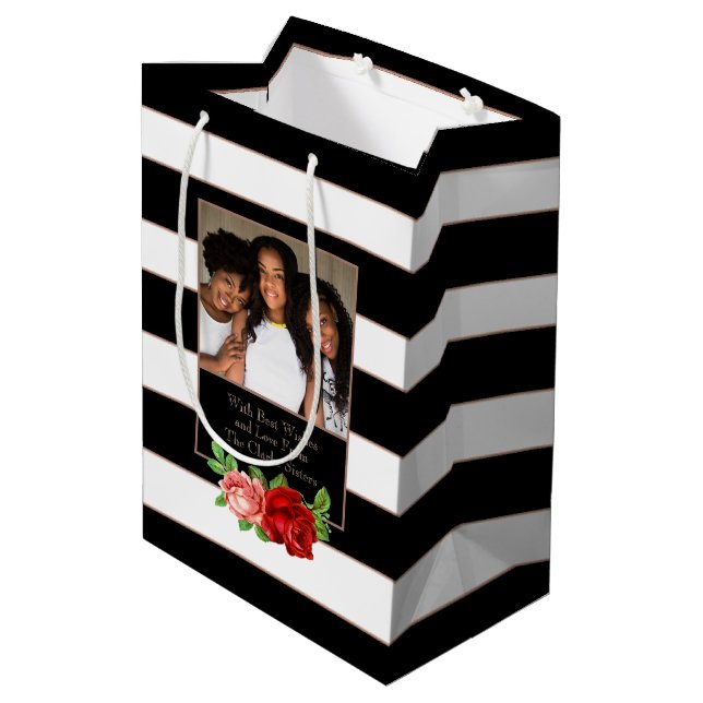 Blommigt Bronze Black & White Rand - Anpassningsba (Baksidan Vinklad)