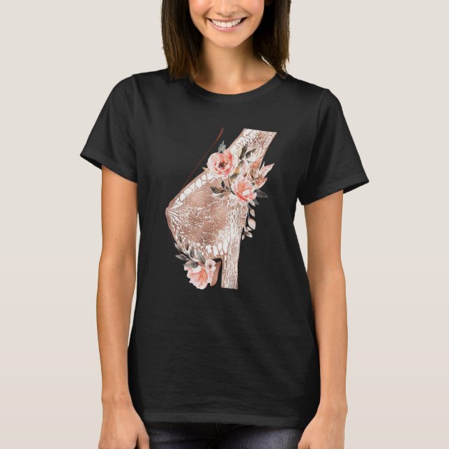 Blommigt Bröstsmärta bröstkörtel Mammary Gland Wom T Shirt (Framsida)