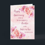Blommigt Brother och syster i advokatfirandet Kort<br><div class="desc">Lycklig bröllop-jubileumskort för bror och syster i juridik med vackra blommor av vintage och sentimental vers.</div>