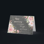 Blommigt Brother & Sister på Lag Bröllop-årsdagen Kort<br><div class="desc">Lycklig bröllop-årskort för bror och syster i juridik med elegant av blommor i  rosa och krita och hjärtlig bakgrund och hjärtlig vers.</div>