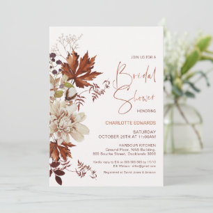 Blommigt Brown Cream Fall i Kärlek Möhippa Inbjudningar