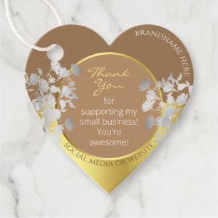 Blommigt Brown & Guld med Silver Flowers Tack Gåvor Etiketter