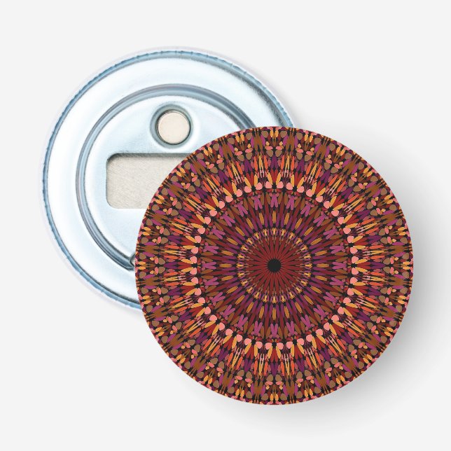 Blommigt Brown Mandala Design-48566 Flasköppnare (Framsidan)
