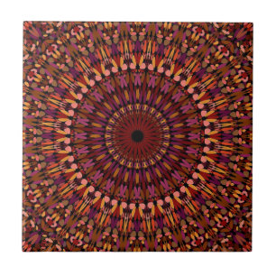 Blommigt Brown Mandala Design-48566 Kakelplatta
