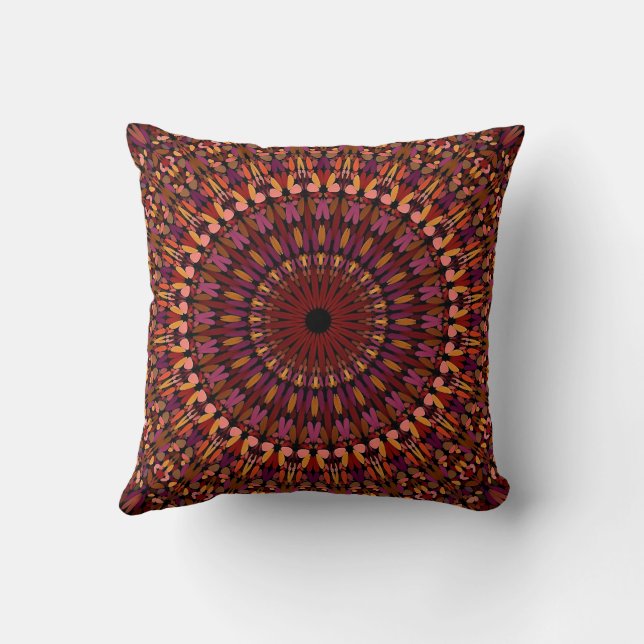 Blommigt Brown Mandala Design-48566 Kudde (Baksida)