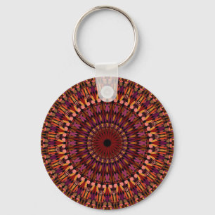 Blommigt Brown Mandala Design-48566 Nyckelring