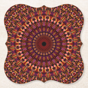 Blommigt Brown Mandala Design-48566 Underlägg Papper