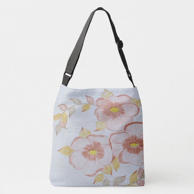 Blommigt Brown Tote Axelväska (Baksida)