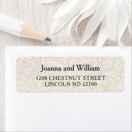 Blommigt bruna elegant bröllop-returetiketter returadress etikett