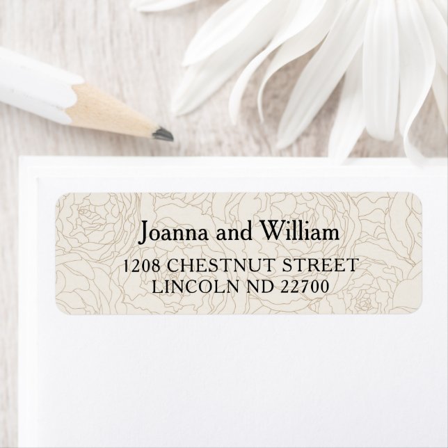 Blommigt bruna elegant bröllop-returetiketter returadress etikett (Insitu)