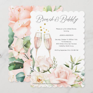 Blommigt Brunch och bubbelvis chic för rosa mimos Inbjudningar