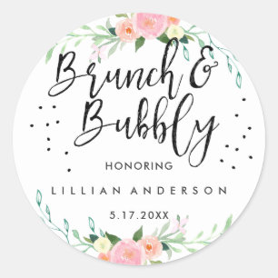 Blommigt Brunch och Bubly Möhippa Sticker Runt Klistermärke