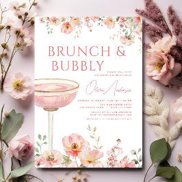 Blommigt Brunch och Möhippan BubLY Champagne Inbjudningar