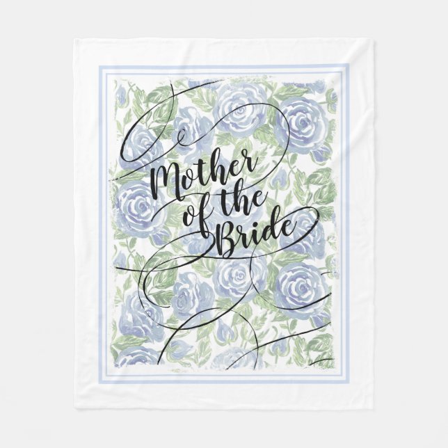 Blommigt Budens mamma Modern Script Blue Ro Fleecefilt (Framsidan)