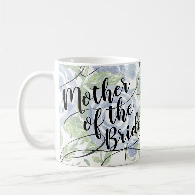 Blommigt Budens mamma Modern Script Blue Ro Kaffemugg (Vänster)
