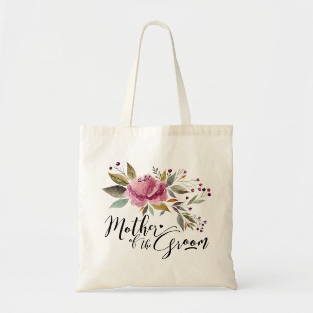 Blommigt Budget Tote Bag Mor of the Groom Tygkasse (Framsidan)